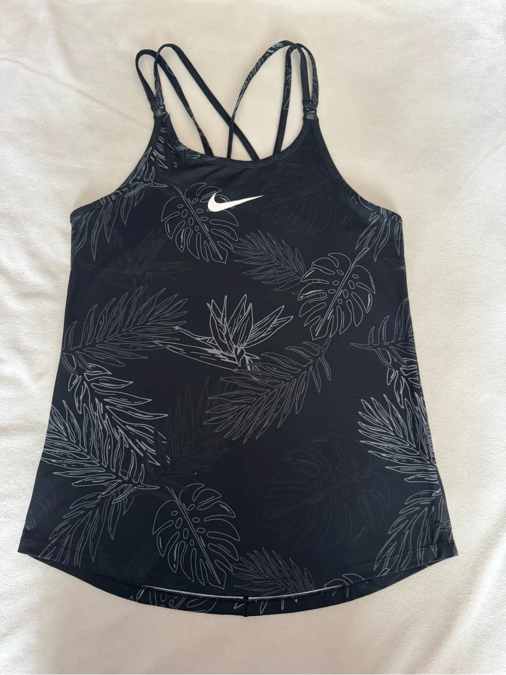 Nike Black & White Tropical-Print Racerback Tank